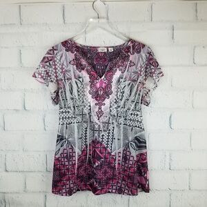 Cato Pink and Gray Top. Size L.